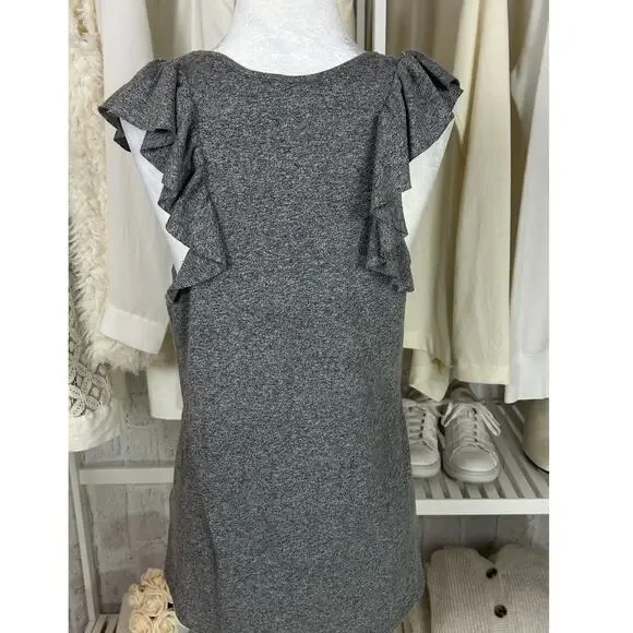 Gap Women's Sz M Tall Heather Gray Ruffle Trim Lightweight Racerback Tank #0483 - Picture 5 of 9